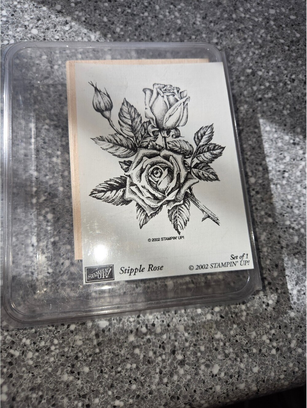 Stampin' Up! Stipple Rose Wood Unmounted Rubber Stamp 2002 Floral Flower Bloom